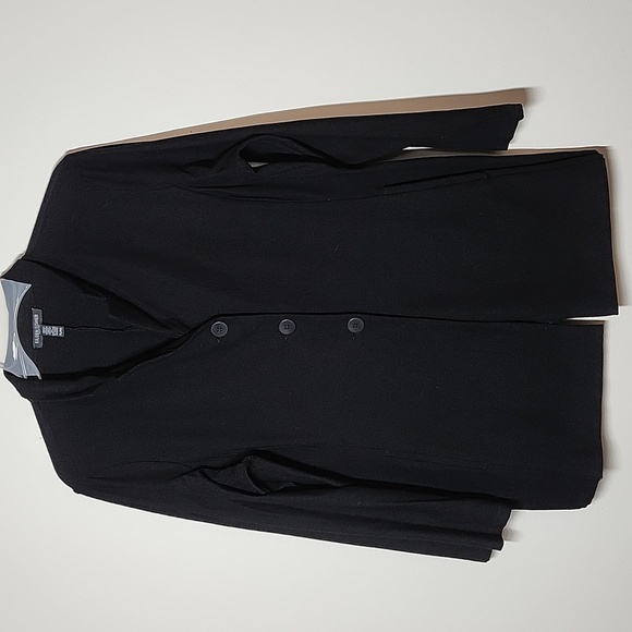 Eileen Fisher Black Stretch Three Button Long Sleeve Blazer Size Petite Large - Picture 1 of 8